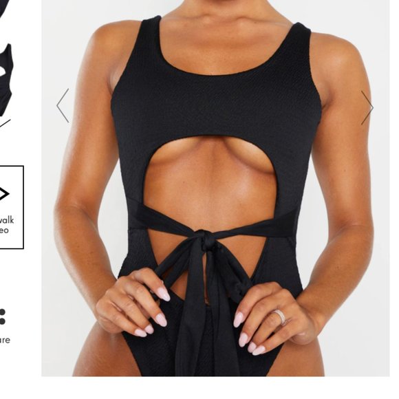 Black Crinkle Cut Out Belted Swimsuit - NWT - Picture 4 of 12